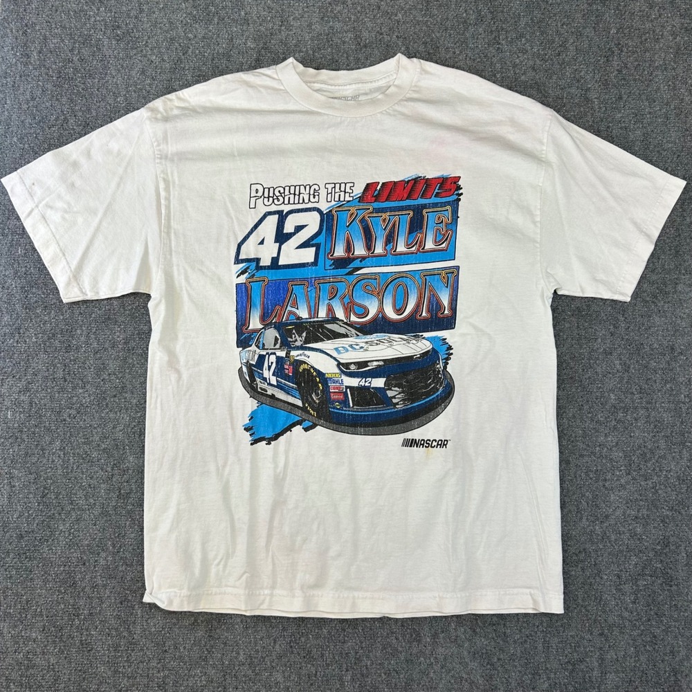 NASCAR Kyle Larson 42 Pushing the Limits Graphic T-Shirt White XL Mens